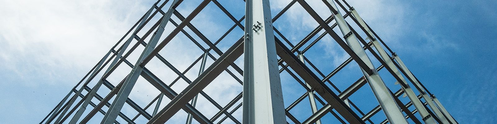 Structure of steel  for building construction on sky background.